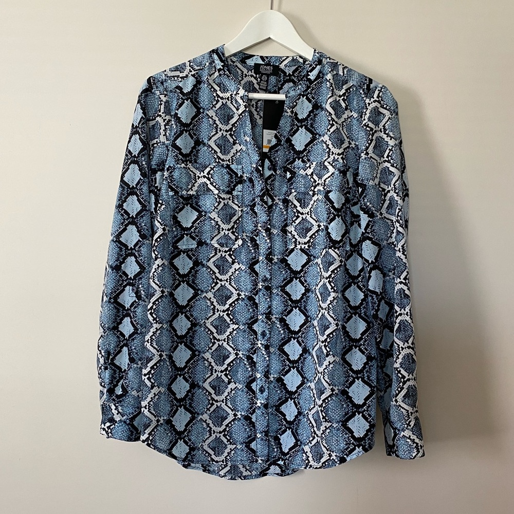 Jones NY Python Print Sky Blue & Black
